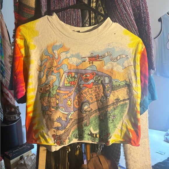 Liquid Blue Grateful Dead tie die crop top - Picture 2 of 7